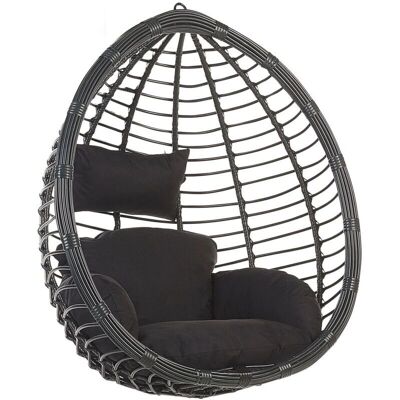 Chaise suspendue Beliani en rotin noir style œuf intérieur-extérieur - Publicité Chaise suspendue Beliani en rotin noir style œuf intérieur-extérieur - Publicité