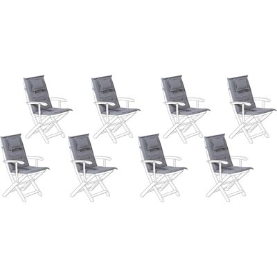 Set di 8 Cuscini Esterni Beliani - Poliestere Grigio Resistente UV 40x54cm Set di 8 Cuscini Esterni Beliani - Poliestere Grigio Resistente UV 40x54cm