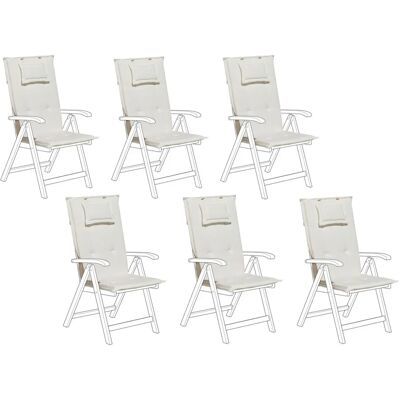 Set di Cuscini da Giardino Bianco Off-White - 6 Pezzi Set di Cuscini da Giardino Bianco Off-White - 6 Pezzi