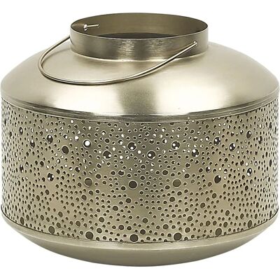 Beliani Metal Lantern Gold Iron with Holes - Candle Lantern Beliani Metal Lantern Gold Iron with Holes - Candle Lantern