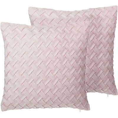 Beliani Lot de 2 Coussins Rose en Faux Suede - Coussins - Publicité Beliani Lot de 2 Coussins Rose en Faux Suede - Coussins - Publicité