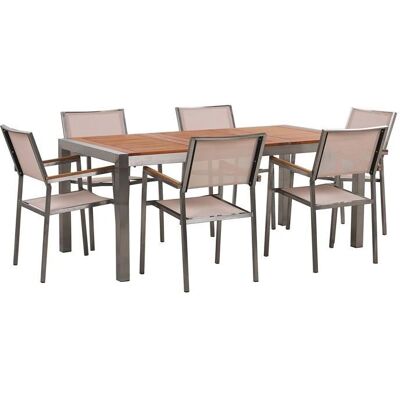 Set da pranzo Beliani GROSSETO in eucalipto - 6 posti - Mobili da giardino moderni Set da pranzo Beliani GROSSETO in eucalipto - 6 posti - Mobili da giardino moderni