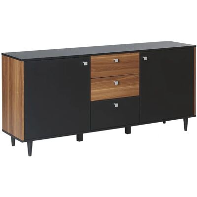 Aparador Negro Beliani con Madera Oscura - Mueble de Almacenaje Aparador Negro Beliani con Madera Oscura - Mueble de Almacenaje