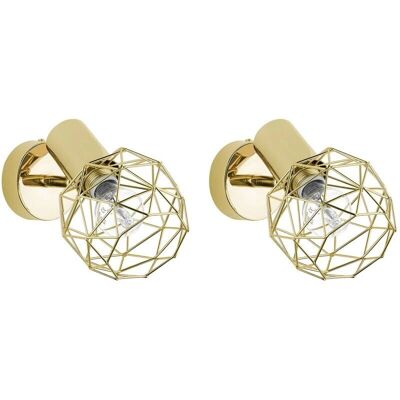Beliani Set aus 2 Wandleuchten Gold Metallkäfig Modern Wandleuchten Beliani Set aus 2 Wandleuchten Gold Metallkäfig Modern Wandleuchten