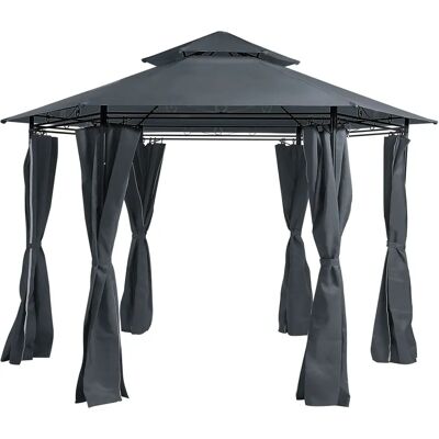Beliani Garten Pavillon - Dunkelgrau UV-beständig Stahl - 350x270x350 Beliani Garten Pavillon - Dunkelgrau UV-beständig Stahl - 350x270x350