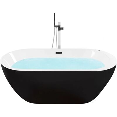 Beliani NEVIS Bañera de hidromasaje independiente con LED - Bañera, Negra, 170x80 cm Beliani NEVIS Bañera de hidromasaje independiente con LED - Bañera, Negra, 170x80 cm