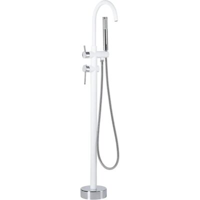Beliani Freestanding Bath Mixer Tap White Silver - Bathtub Faucet Beliani Freestanding Bath Mixer Tap White Silver - Bathtub Faucet