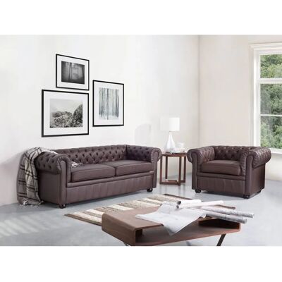 Beliani Leder Wohnzimmer-Set - Chesterfield Sofa & Sessel Beliani Leder Wohnzimmer-Set - Chesterfield Sofa & Sessel