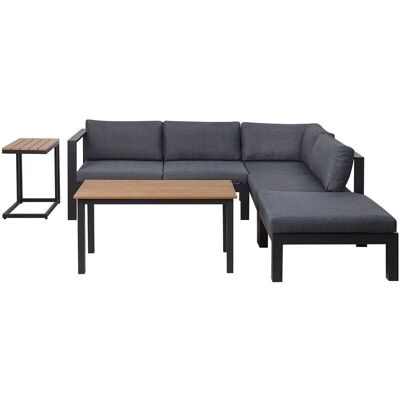 Beliani Set Divano Angolare da Giardino Struttura in Alluminio Nero con Cuscini - Set Divano Angolare da Giardino Beliani Set Divano Angolare da Giardino Struttura in Alluminio Nero con Cuscini - Set Divano Angolare da Giardino