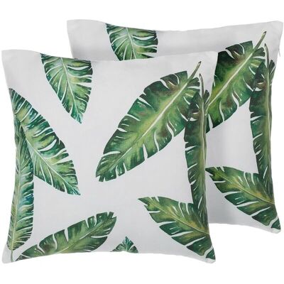 Beliani Juego de 2 Cojines Verde Oscuro con Estampado de Planta Beliani Juego de 2 Cojines Verde Oscuro con Estampado de Planta