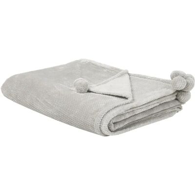 Beliani Pehmeä Harmaa Torkkupeitto Pom Poms 200x220 - Torkkupeitto Beliani Pehmeä Harmaa Torkkupeitto Pom Poms 200x220 - Torkkupeitto