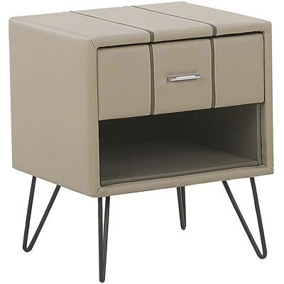 Mesita de Noche Beliani - Piel Sintética, 48x41x56 cm, 1 Cajón - Mesita de Noche Mesita de Noche Beliani - Piel Sintética, 48x41x56 cm, 1 Cajón - Mesita de Noche