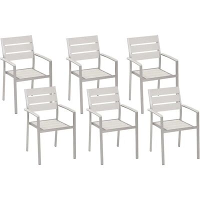 Beliani Set di 6 sedie da giardino in legno ingegnerizzato bianco Beliani Set di 6 sedie da giardino in legno ingegnerizzato bianco