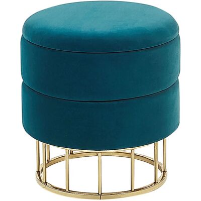 Beliani Puff de almacenamiento ELGIN Terciopelo Azul Turquesa - Puff Beliani Puff de almacenamiento ELGIN Terciopelo Azul Turquesa - Puff