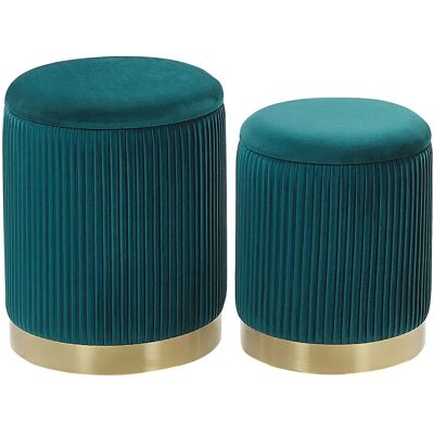 Beliani Setti 2 Säilytyspuffit Teal Sininen - Säilytyspuffit Beliani Setti 2 Säilytyspuffit Teal Sininen - Säilytyspuffit
