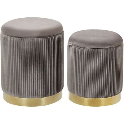 Beliani Ensemble de 2 poufs de rangement gris - Storage Pouffe - Publicité Beliani Ensemble de 2 poufs de rangement gris - Storage Pouffe - Publicité