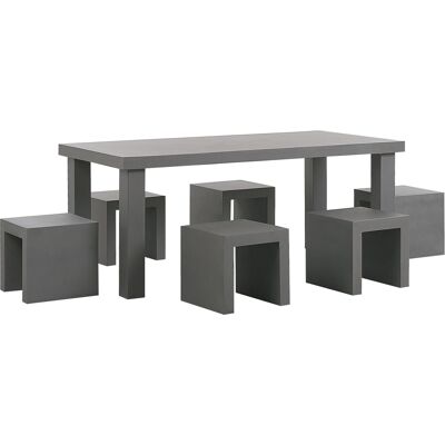 Set da pranzo in cemento grigio Beliani per 6 persone Set da pranzo in cemento grigio Beliani per 6 persone