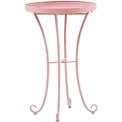 Tavolino da giardino rosa Beliani - Ferro, 40cm, Stile vintage Tavolino da giardino rosa Beliani - Ferro, 40cm, Stile vintage