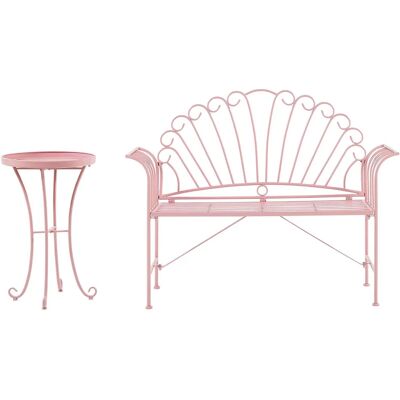 Beliani Set di Panchine da Giardino in Metallo Rosa - Stile Vintage - Set di Panchine Beliani Set di Panchine da Giardino in Metallo Rosa - Stile Vintage - Set di Panchine