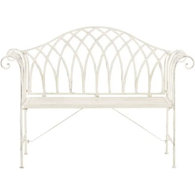 Panchina da giardino Beliani MILAZZO 130cm Bianco Vintage - Panchina da giardino Panchina da giardino Beliani MILAZZO 130cm Bianco Vintage - Panchina da giardino