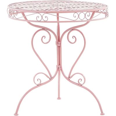 Beliani Pinkes Metall-Outdoor-Bistrotisch - Vintage-Scrollwork - Garten oder Balkon Beliani Pinkes Metall-Outdoor-Bistrotisch - Vintage-Scrollwork - Garten oder Balkon