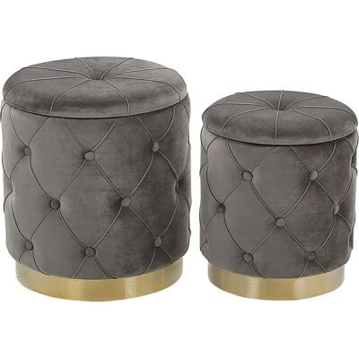 Puff de terciopelo gris de Beliani - Diseño retro Puff de terciopelo gris de Beliani - Diseño retro