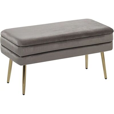 Banquette de Rangement en Velours Gris Durham de Beliani - Publicité Banquette de Rangement en Velours Gris Durham de Beliani - Publicité