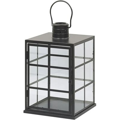 Beliani Laterne Schwarz Metall 27 cm Glas Wand mit Griff - Laterne Beliani Laterne Schwarz Metall 27 cm Glas Wand mit Griff - Laterne