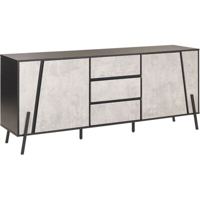 Mueble de almacenaje Beliani Efecto Concreto con 2 Armarios y 3 Cajones Patas de Metal Diseño Industrial Mueble de almacenaje Beliani Efecto Concreto con 2 Armarios y 3 Cajones Patas de Metal Diseño Industrial