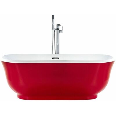 Baignoire autoportante Beliani - 170 x 77 cm Rouge - Publicité Baignoire autoportante Beliani - 170 x 77 cm Rouge - Publicité