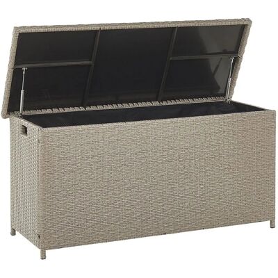 Beliani Aufbewahrungsbox Taupe - Wetterfester PE Rattan - 126x46 cm Beliani Aufbewahrungsbox Taupe - Wetterfester PE Rattan - 126x46 cm