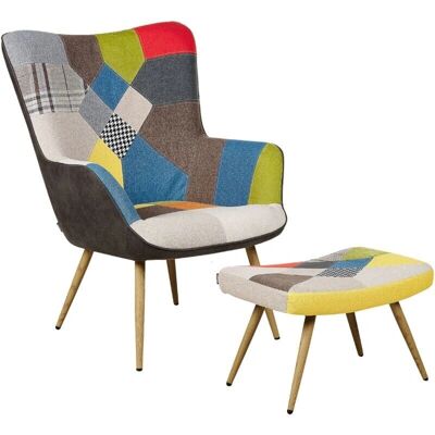 Sillón Beliani en Patchwork Multicolor - Estilo Retro Vejle Sillón Beliani en Patchwork Multicolor - Estilo Retro Vejle