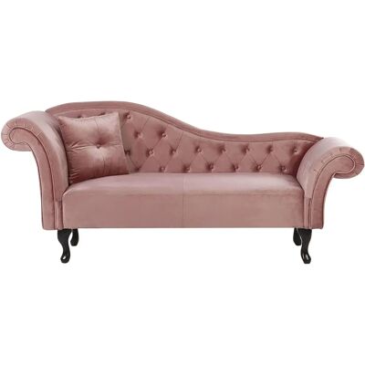 Beliani LATTES Chaise Longue Rosa Terciopelo Izquierda - Sofá Beliani LATTES Chaise Longue Rosa Terciopelo Izquierda - Sofá