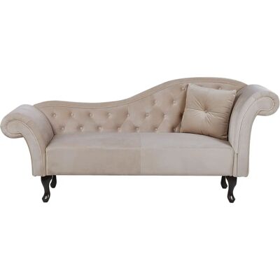 Beliani LATTES Chaise Longue de Terciopelo Beige Derecha - Chaise Lounge Beliani LATTES Chaise Longue de Terciopelo Beige Derecha - Chaise Lounge