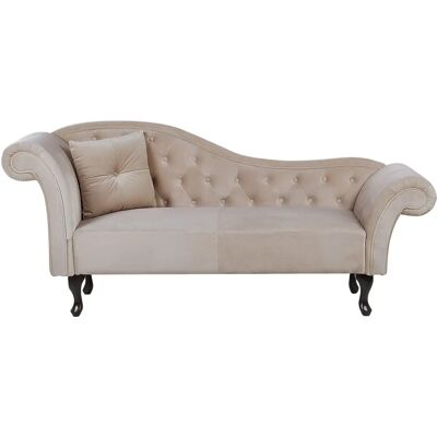 Beliani Sillón de Terciopelo Beige Mano Izquierda Beliani Sillón de Terciopelo Beige Mano Izquierda