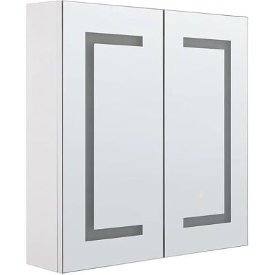 Beliani Armoire de salle de bain avec miroir LED blanc - Miroir mural salle de bain - Publicité Beliani Armoire de salle de bain avec miroir LED blanc - Miroir mural salle de bain - Publicité
