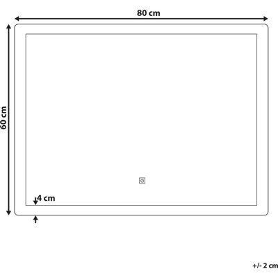 Beliani Wandspiegel Silber LED Licht Rechteckig - 60x80cm - Wandspiegel Beliani Wandspiegel Silber LED Licht Rechteckig - 60x80cm - Wandspiegel