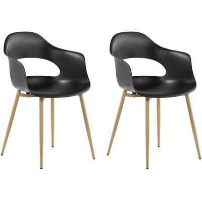 Beliani Set di 2 Sedie da Pranzo - Sintetico Nero - Stile Scandinavo Moderno Beliani Set di 2 Sedie da Pranzo - Sintetico Nero - Stile Scandinavo Moderno