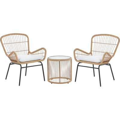 Beliani Bistro Set Vaaleanruskea – 2 Tuolia, Lasipöytä – Ulkokalusteet Beliani Bistro Set Vaaleanruskea – 2 Tuolia, Lasipöytä – Ulkokalusteet