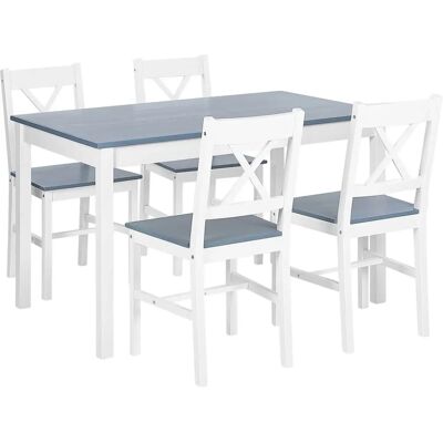 Set da pranzo bianco in legno massiccio Beliani - 4 posti 120 x 75 cm Set da pranzo bianco in legno massiccio Beliani - 4 posti 120 x 75 cm