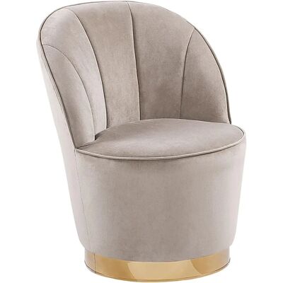 Sillón Beliani Terciopelo Beige Base Metálica Dorada Asiento Redondo - Sillón Sillón Beliani Terciopelo Beige Base Metálica Dorada Asiento Redondo - Sillón
