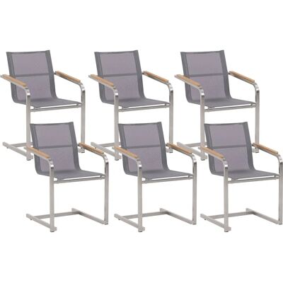 Set di Sedie da Giardino Beliani - Acciaio Inox Grigio - 6 pz Set di Sedie da Giardino Beliani - Acciaio Inox Grigio - 6 pz