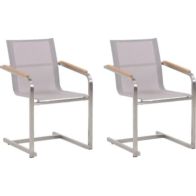 Beliani - Set di 2 Sedie da Giardino - Beige - Acciaio Inox - Arredo Esterni Beliani - Set di 2 Sedie da Giardino - Beige - Acciaio Inox - Arredo Esterni