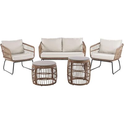 Beliani RAVELLO Beige Kissen Gartenset - 4er Sofa Beliani RAVELLO Beige Kissen Gartenset - 4er Sofa