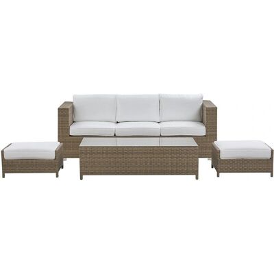 Set Divano Esterno Beliani BELLUNO - Rattan Bianco 5 Posti Set Divano Esterno Beliani BELLUNO - Rattan Bianco 5 Posti
