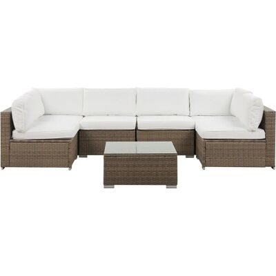 Set da Lounge a forma di U in Rattan PE Bianco - Arredo Esterno Set da Lounge a forma di U in Rattan PE Bianco - Arredo Esterno