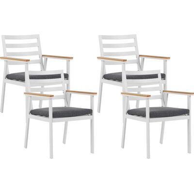 Beliani Set di 4 Sedi da Giardino Alluminio Grigio Scuro Cuscini Beliani Set di 4 Sedi da Giardino Alluminio Grigio Scuro Cuscini