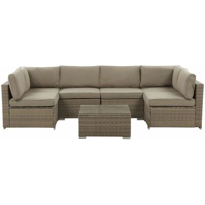 Ensemble de salon extérieur Beliani - Rattan synthétique marron, 6 pièces - Publicité Ensemble de salon extérieur Beliani - Rattan synthétique marron, 6 pièces - Publicité