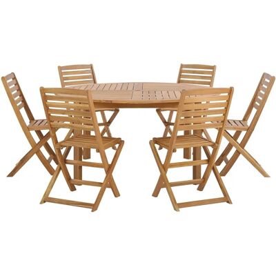 Set da pranzo da giardino Beliani TOLVE - Legno di acacia per 6 persone Set da pranzo da giardino Beliani TOLVE - Legno di acacia per 6 persone