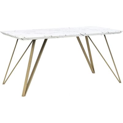 Table à manger Beliani MOLDEN Blanc Or avec Marbre - Table à manger - Publicité Table à manger Beliani MOLDEN Blanc Or avec Marbre - Table à manger - Publicité